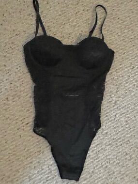 Black Lace Padded‎ Push Up Bodysuit